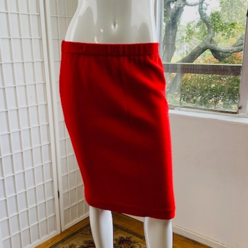 St John Red Rayon Knit Skirt, 6.
